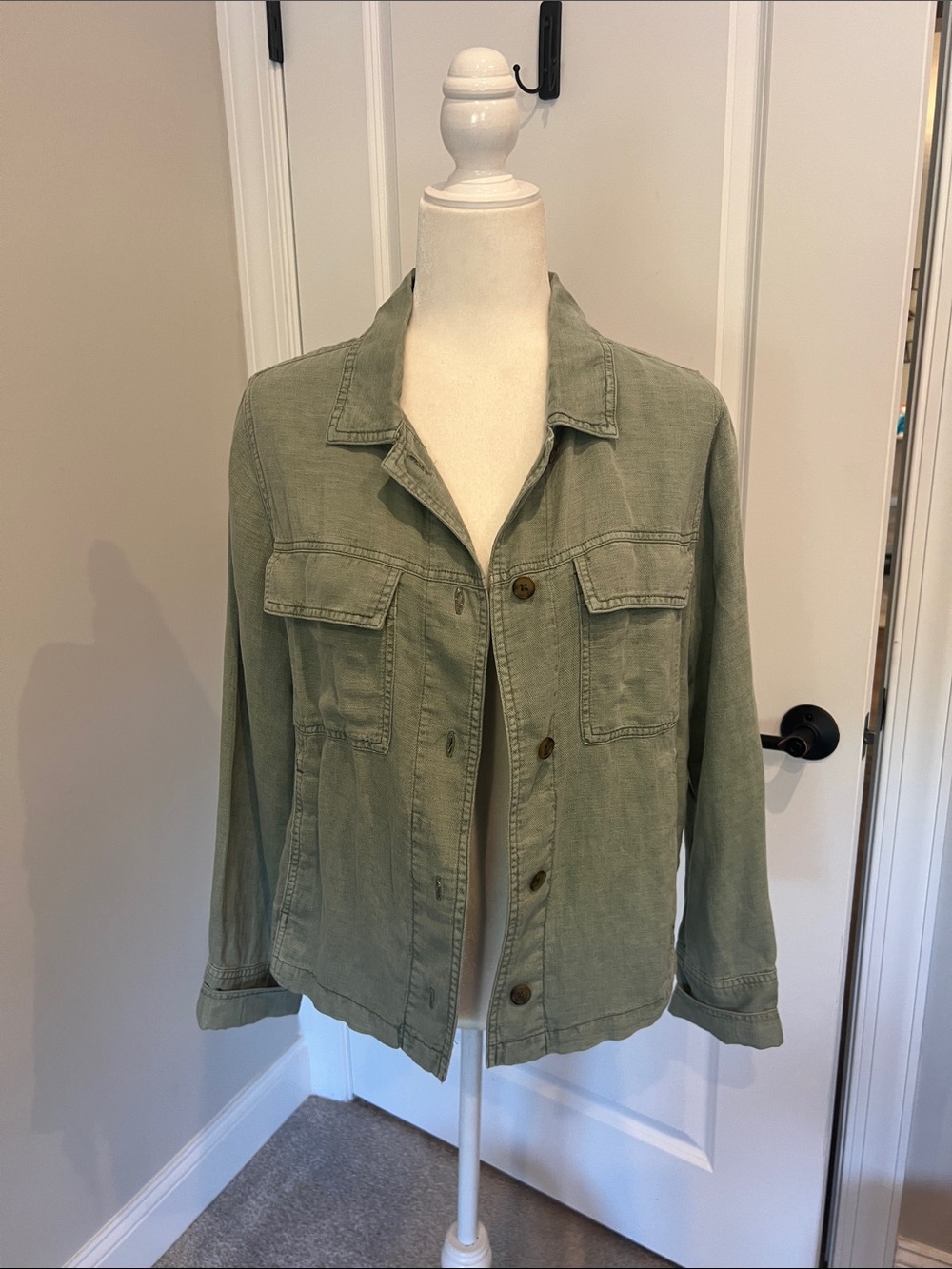 Nicole Miller New York Light Olive Green Women's Linen Jacket - Picture 5 of 12